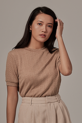 Liane Cable Knit Top in Khaki