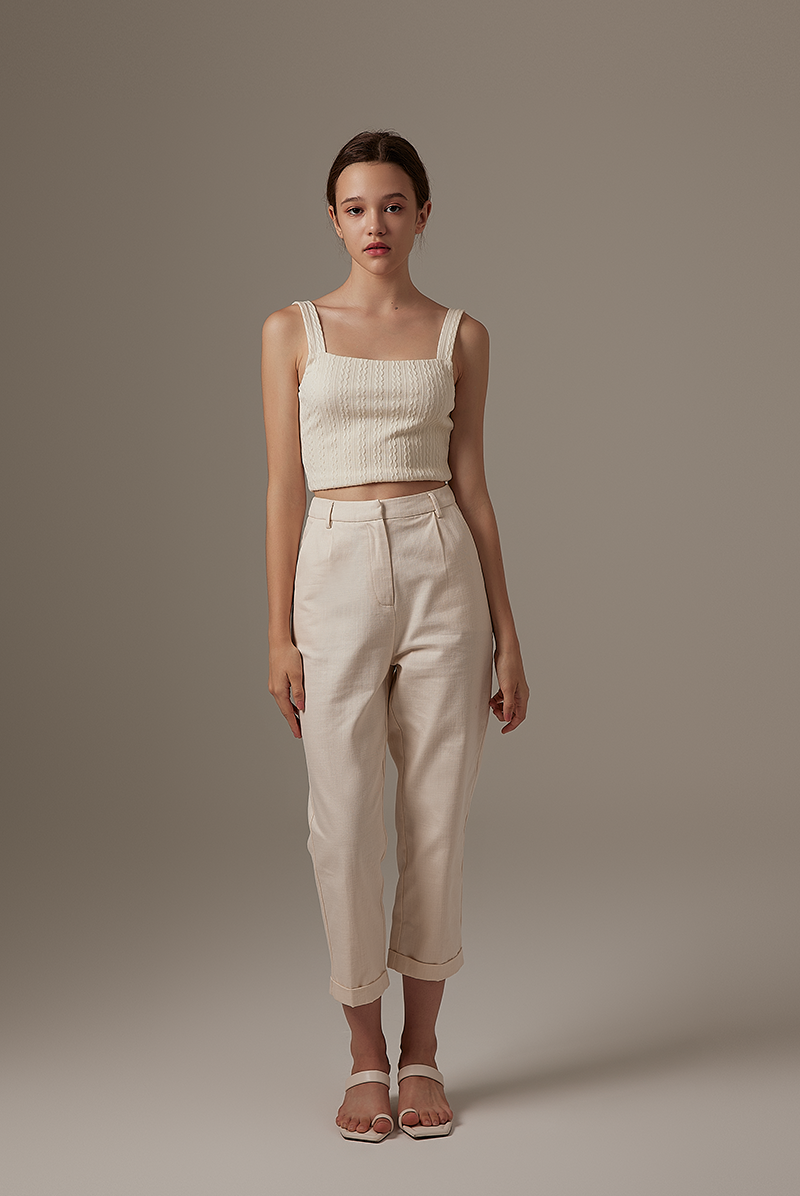 Aziel Cable Knit Tank Top in Cream