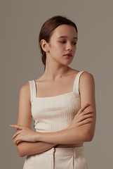 Aziel Cable Knit Tank Top in Cream