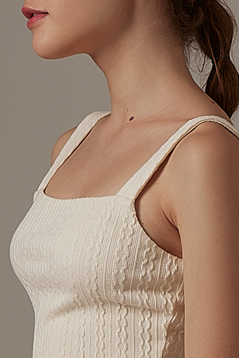 Aziel Cable Knit Tank Top in Cream