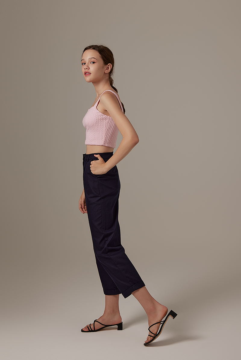 Aziel Cable Knit Tank Top in Pink