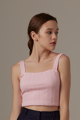 Aziel Cable Knit Tank Top in Pink