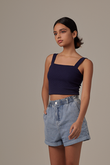 Sasha Waffle Textured Camisole in Navy Blue
