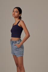 Sasha Waffle Textured Camisole in Navy Blue