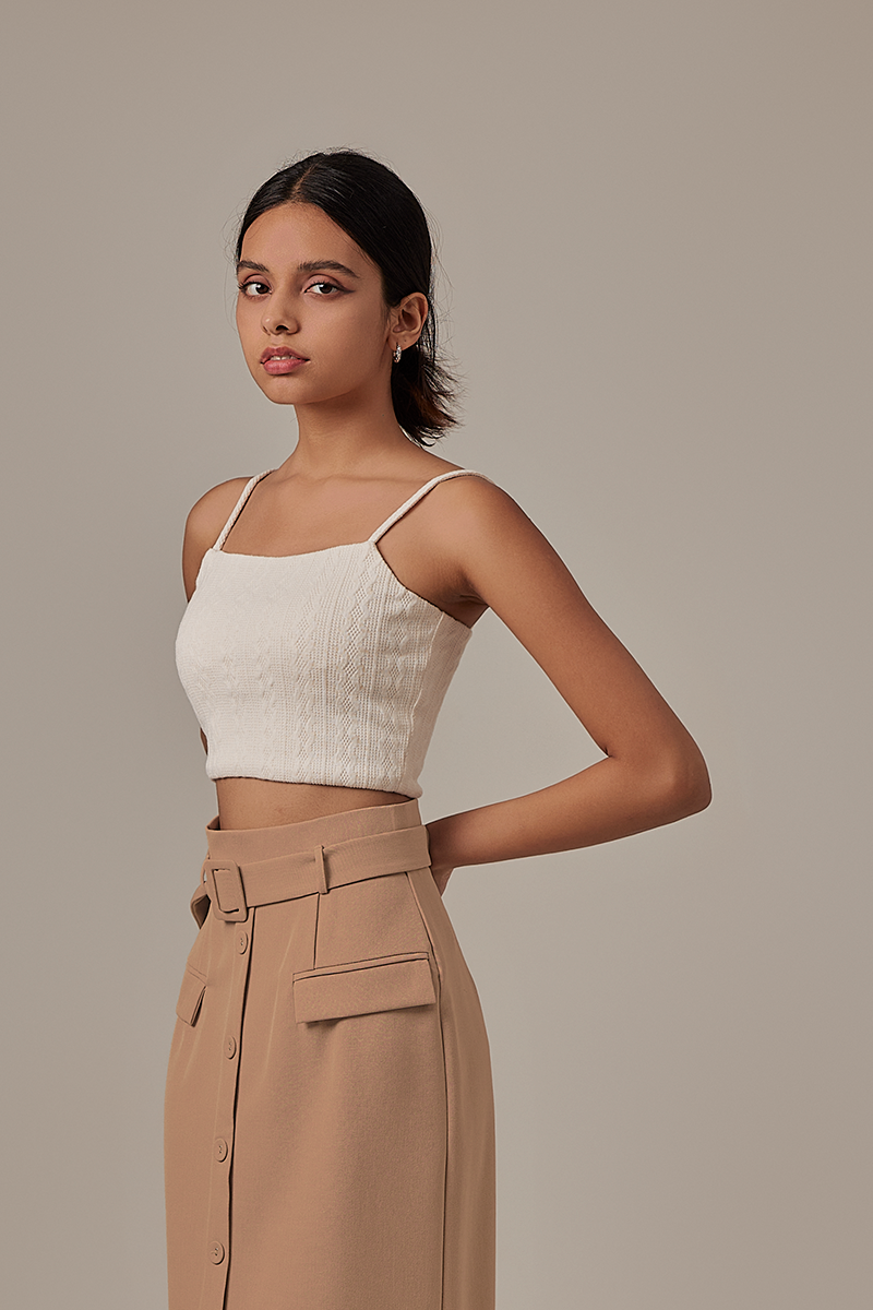 Posie Cable Knit Camisole in White