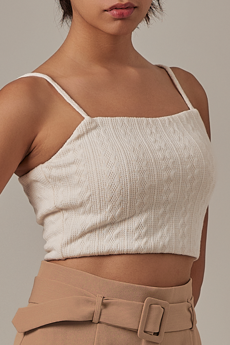 Posie Cable Knit Camisole in White