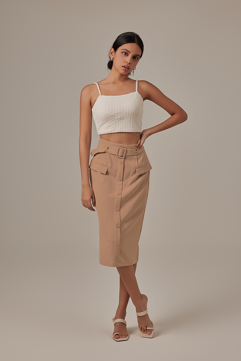 Posie Cable Knit Camisole in White