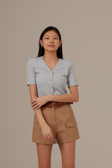 Vena Waffle Textured Top in Blue