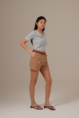 Vena Waffle Textured Top in Blue