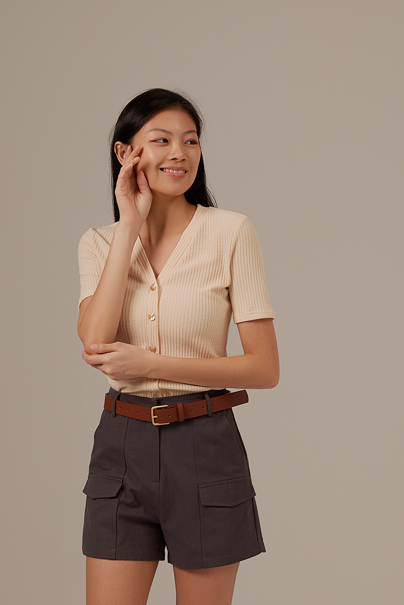 Vena Waffle Textured Top in Sand