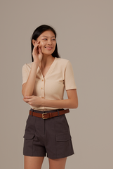 Vena Waffle Textured Top in Sand