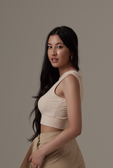 Heji Textured Sleeveless Top in Sand