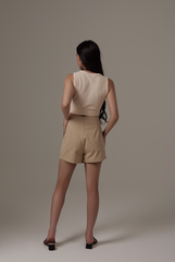 Heji Textured Sleeveless Top in Sand