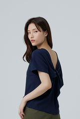 Atara Twist Back Top in Navy Blue