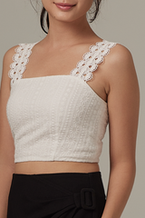 Shanna Embroidered Tank Top in White