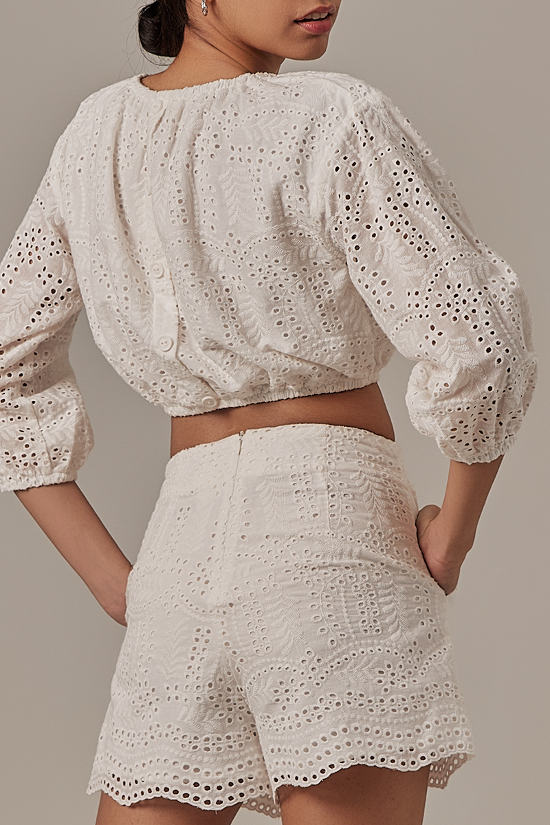 Ivonne Embroidered Top in White