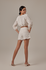 Ivonne Embroidered Top in White
