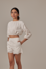 Ivonne Embroidered Top in White