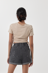 Ivanka Side Tie Top in Beige