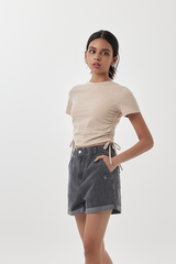 Ivanka Side Tie Top in Beige