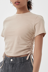 Ivanka Side Tie Top in Beige