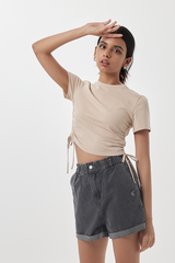 Ivanka Side Tie Top in Beige