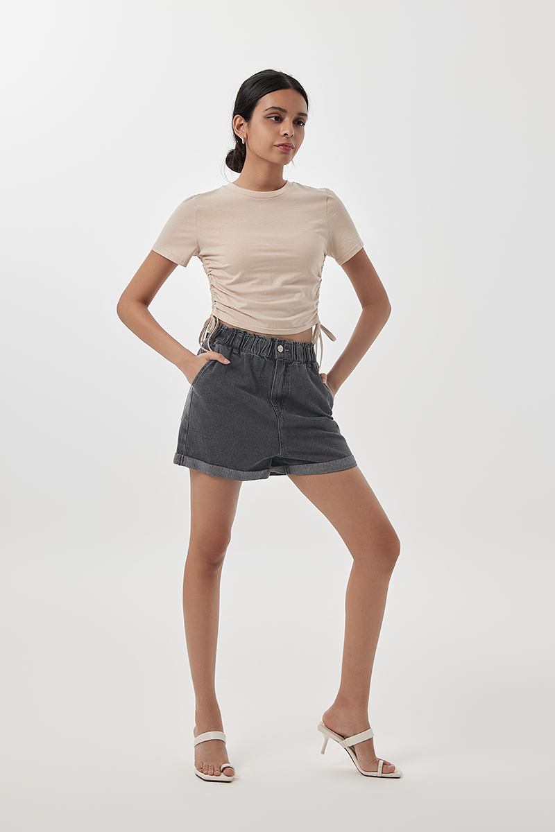 Ivanka Side Tie Top in Beige