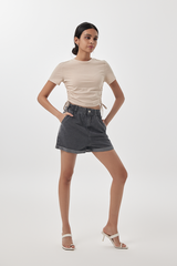 Ivanka Side Tie Top in Beige
