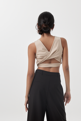 Ida Halter Neck Top in Beige