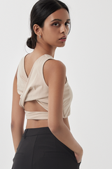 Ida Halter Neck Top in Beige