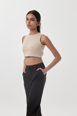 Ida Halter Neck Top in Beige