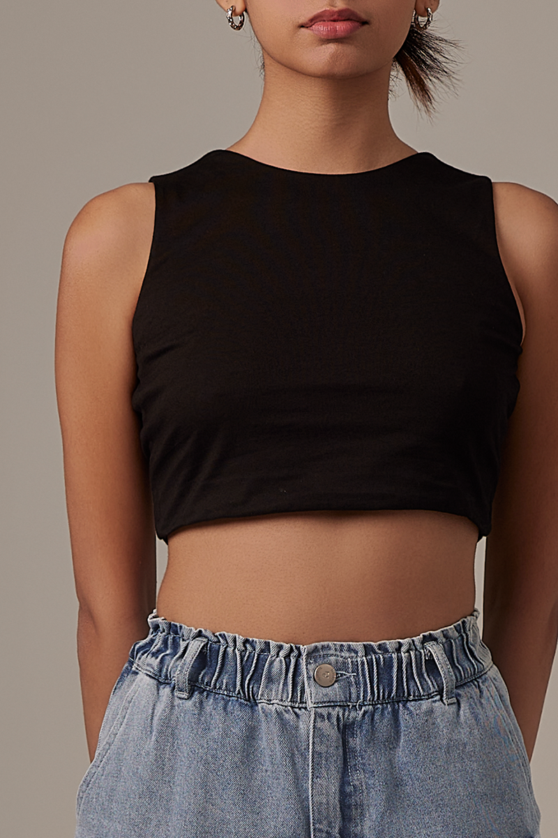 Ida Halter Neck Top in Black