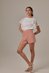 Homa Lace Sleeves Top in White