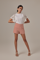 Homa Lace Sleeves Top in White
