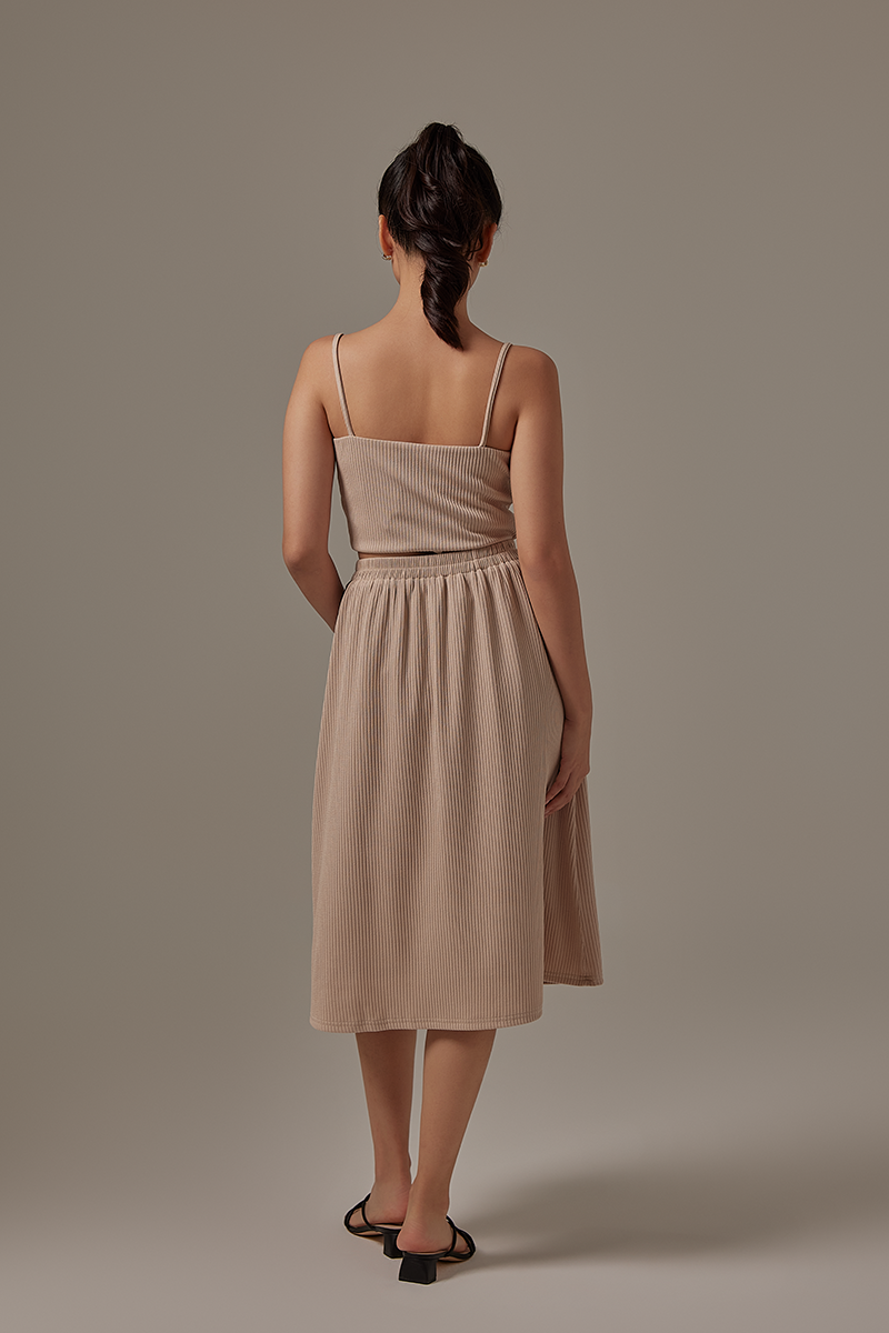 Phoebe Ribbed Camisole in Camel