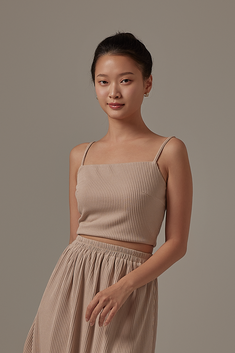 Phoebe Ribbed Camisole in Camel