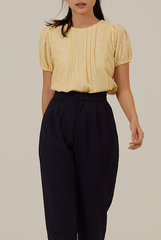Mykaela Embroidery Top in Butter