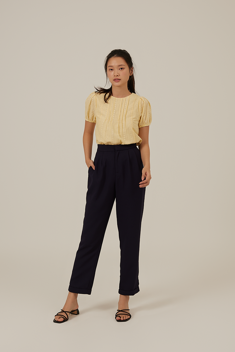 Mykaela Embroidery Top in Butter