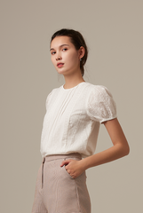 Mykaela Embroidery Top in White