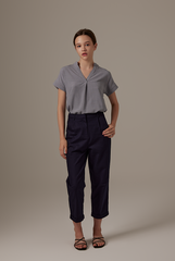 Maleine Pleated Shirt in Navy Blue