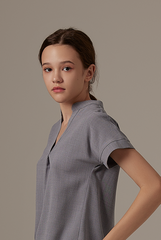 Maleine Pleated Shirt in Navy Blue