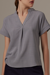 Maleine Pleated Shirt in Navy Blue