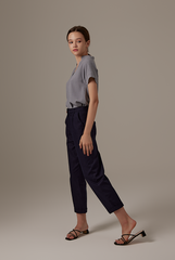 Maleine Pleated Shirt in Navy Blue