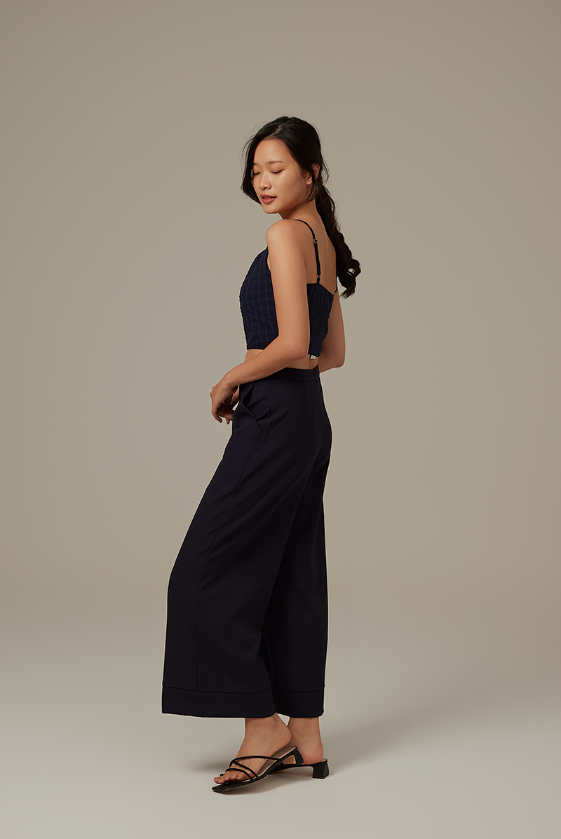 Siobhan Textured Camisole Top in Navy Blue