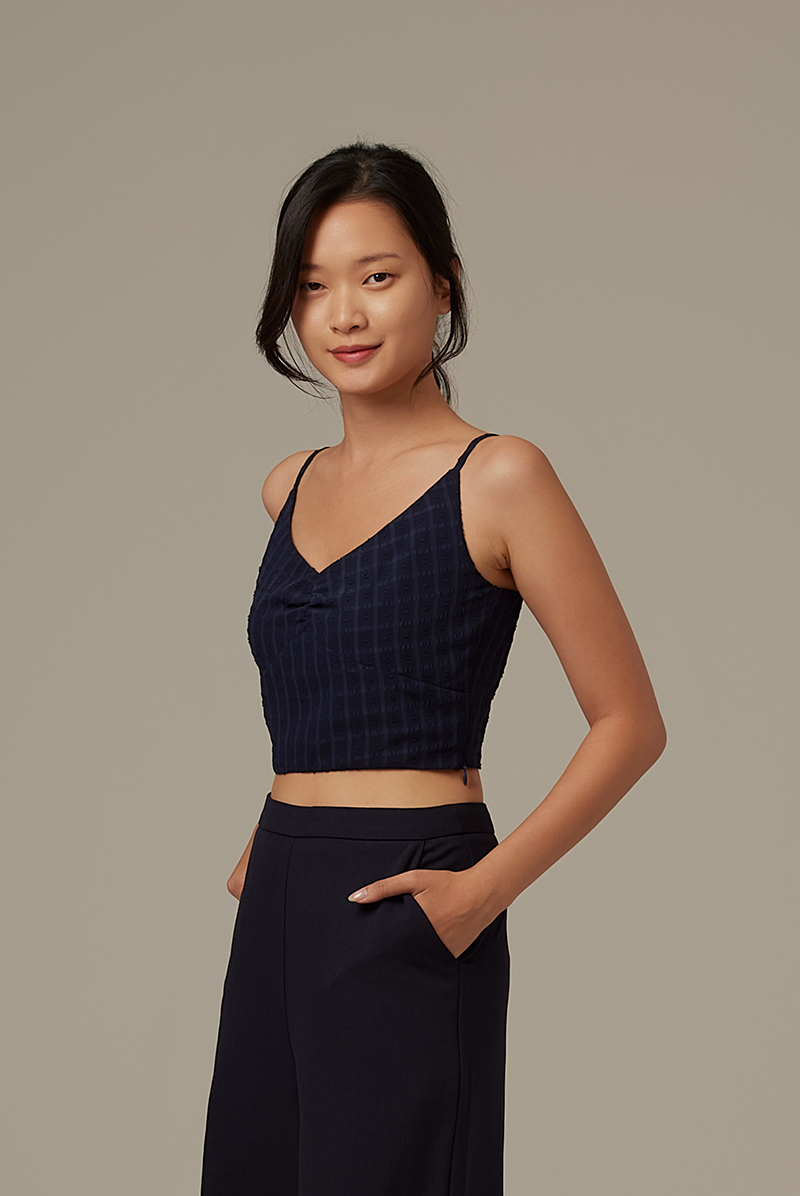 Siobhan Textured Camisole Top in Navy Blue
