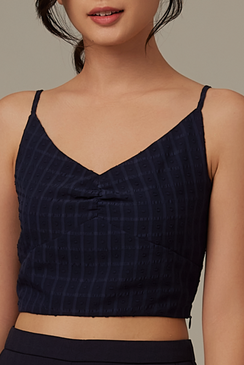 Siobhan Textured Camisole Top in Navy Blue