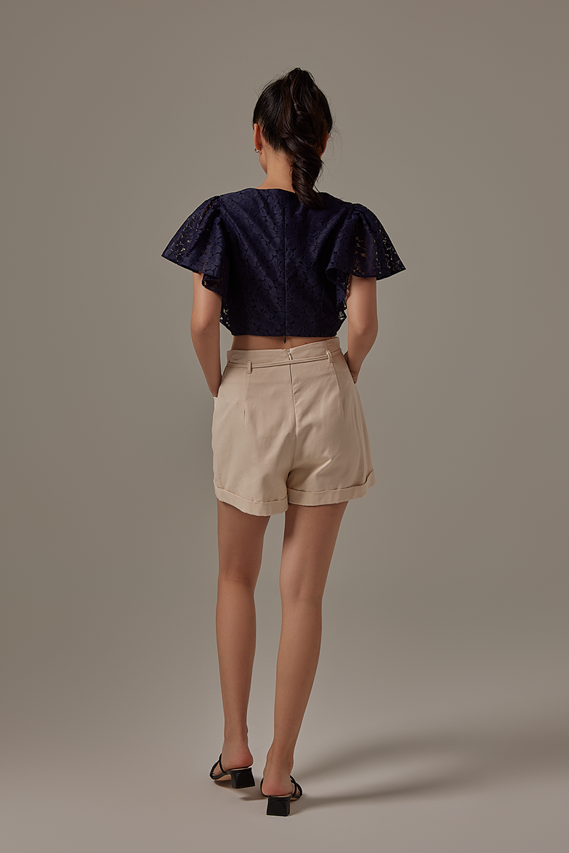 Zanen Lace Top in Navy Blue