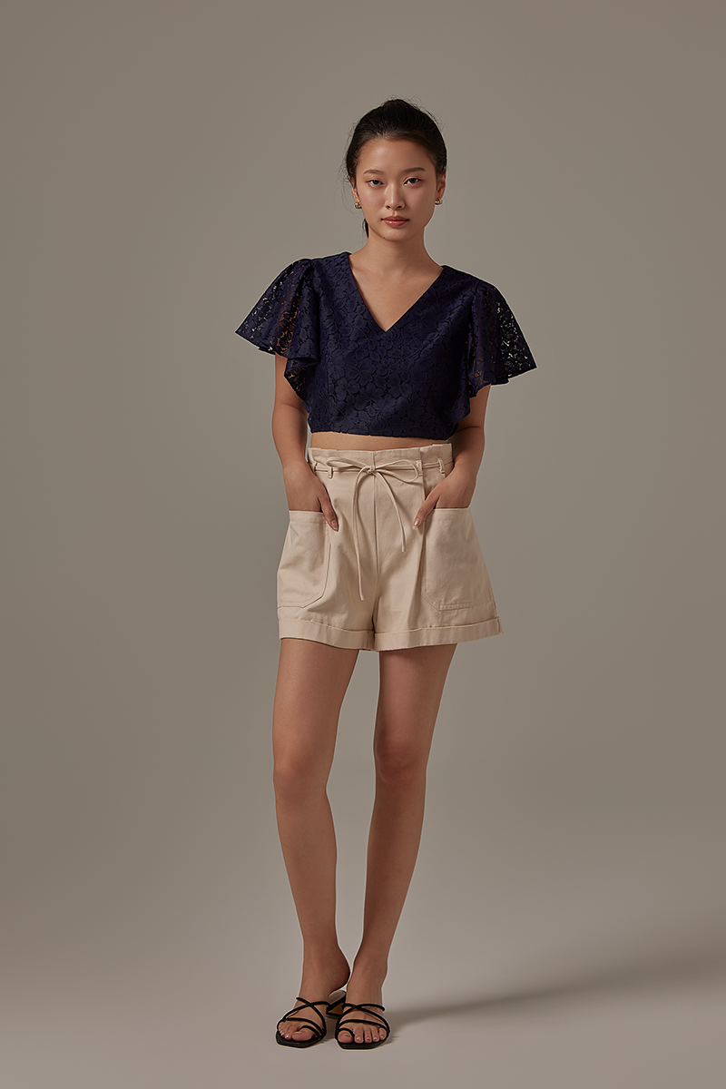 Zanen Lace Top in Navy Blue