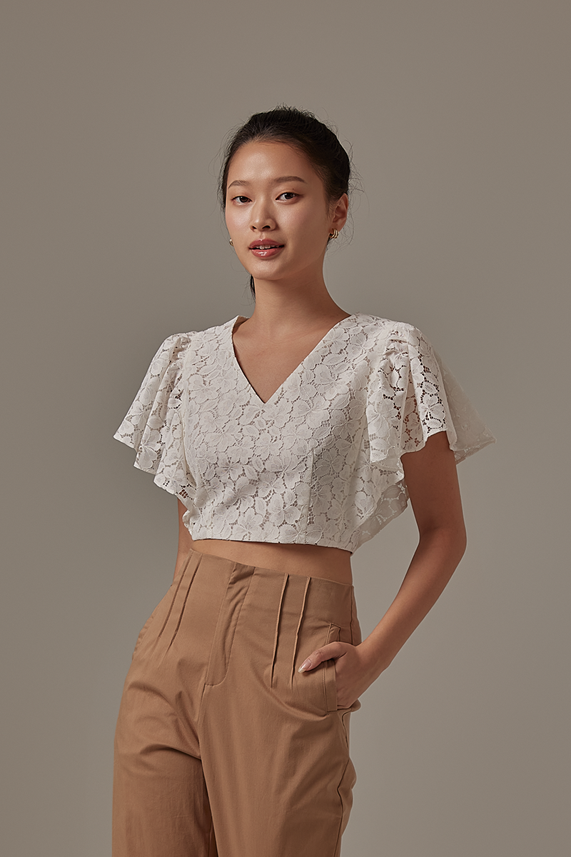 Zanen Lace Top in White