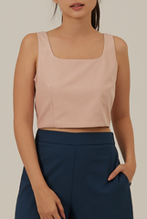 Everlina Crop Square Neck Top in Dusty Pink